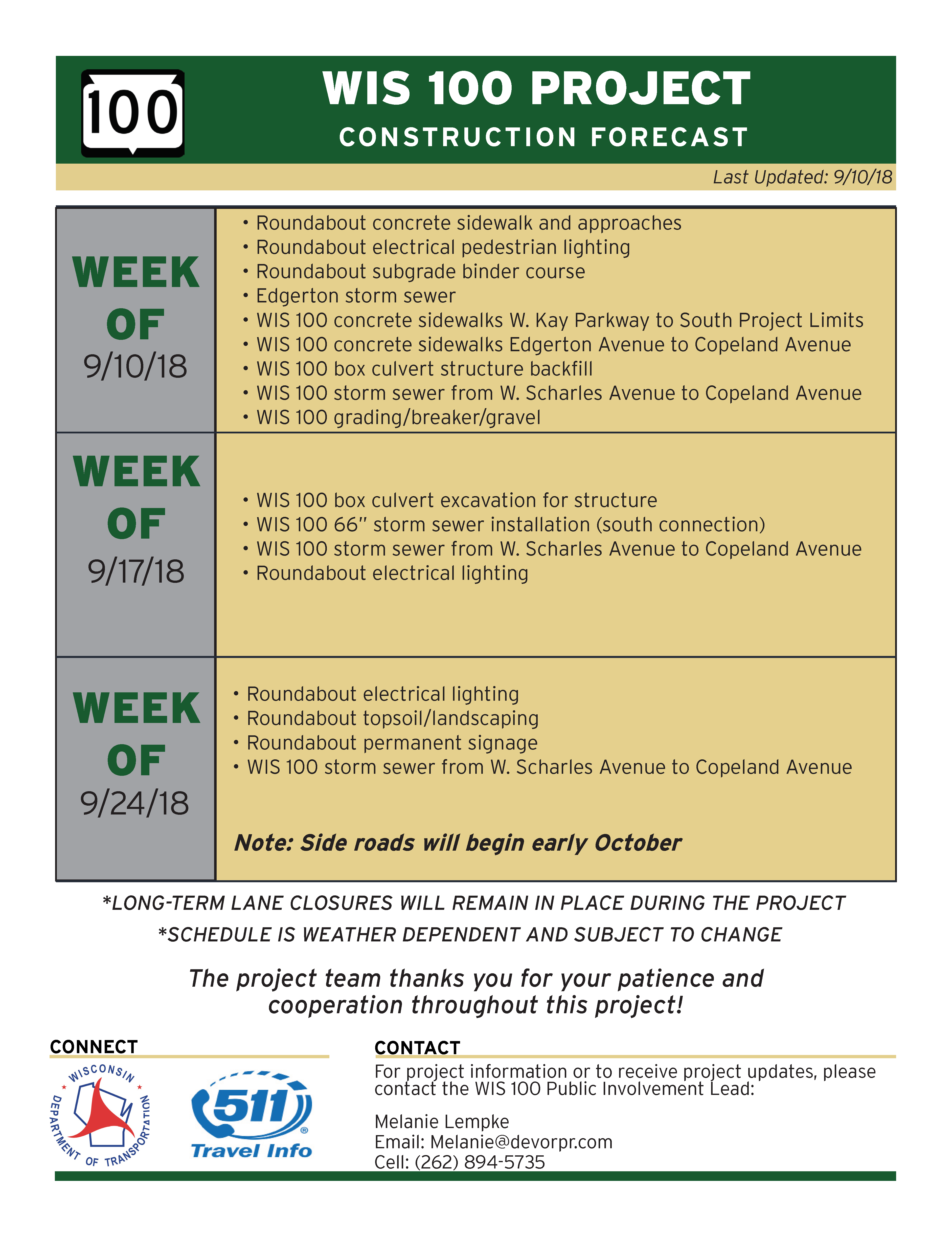 Construction Forecast 108th Street Hales Corners