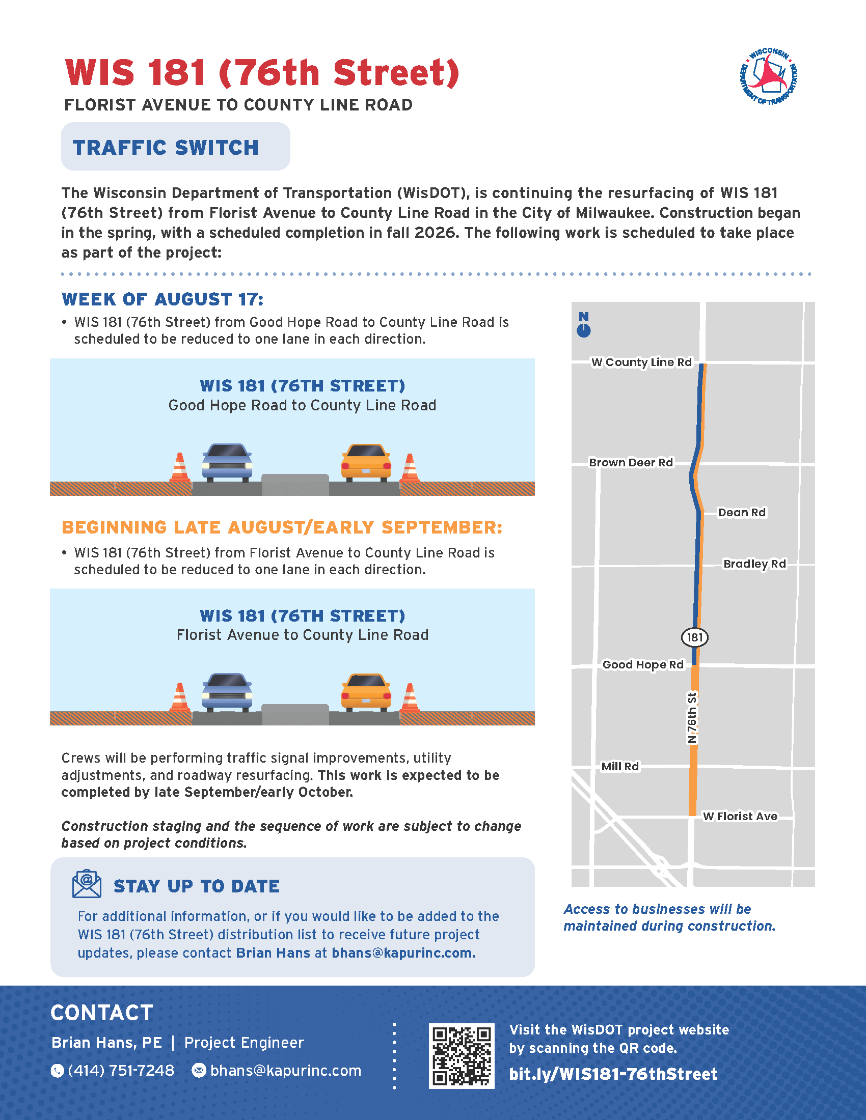August 18: Upcoming Traffic Shifts