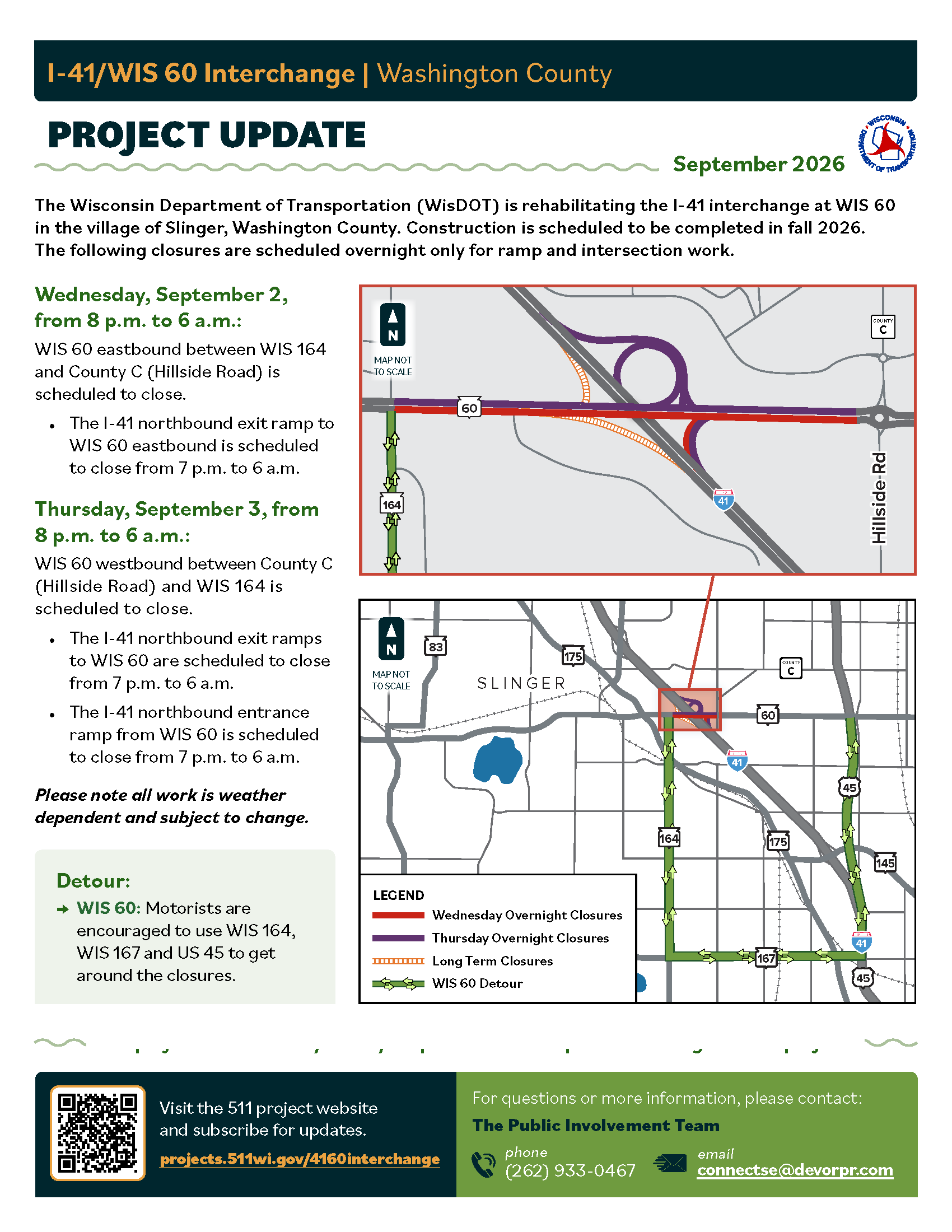 August 31: Upcoming overnight closures