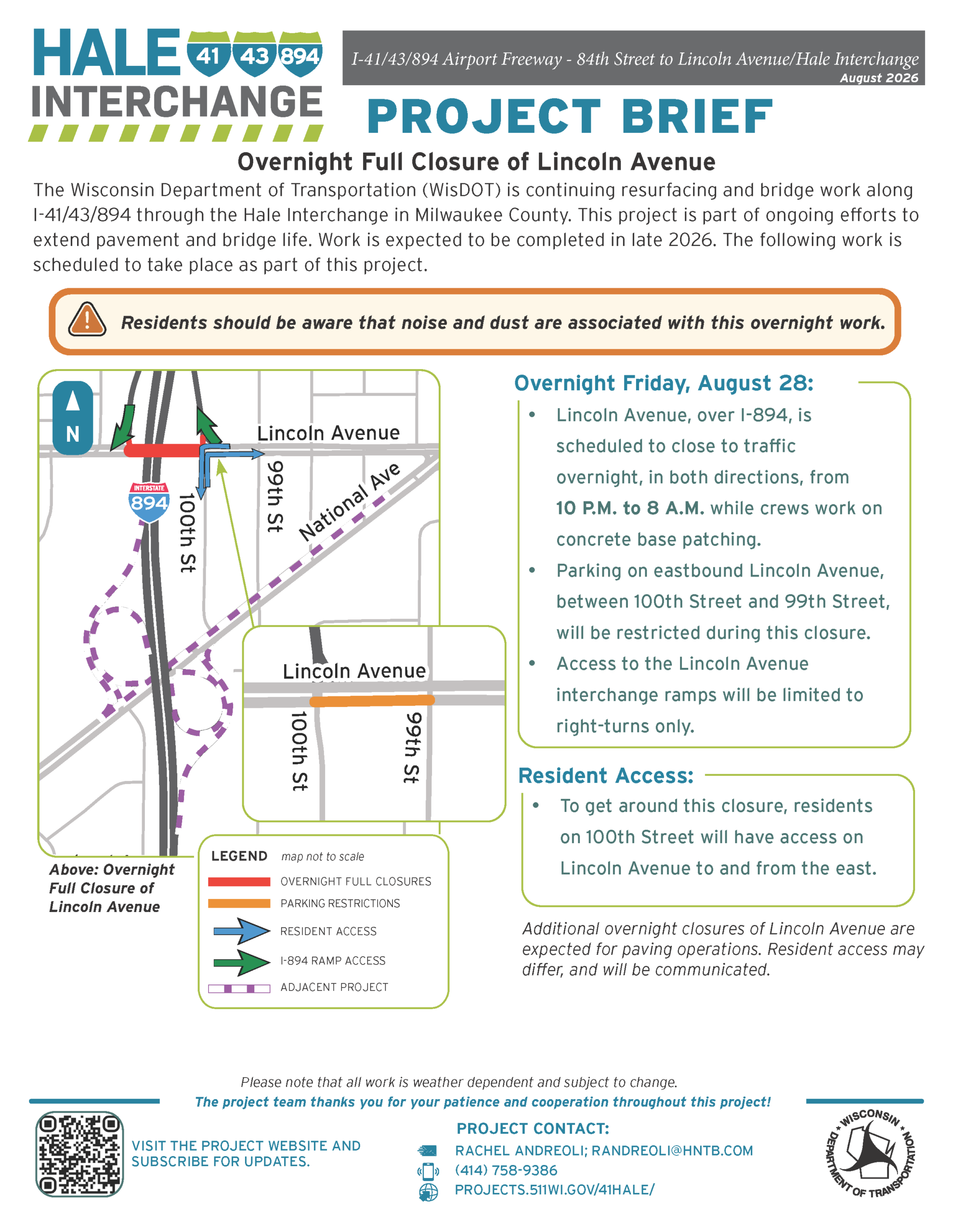August 26: Upcoming overnight closures on Lincoln Avenue