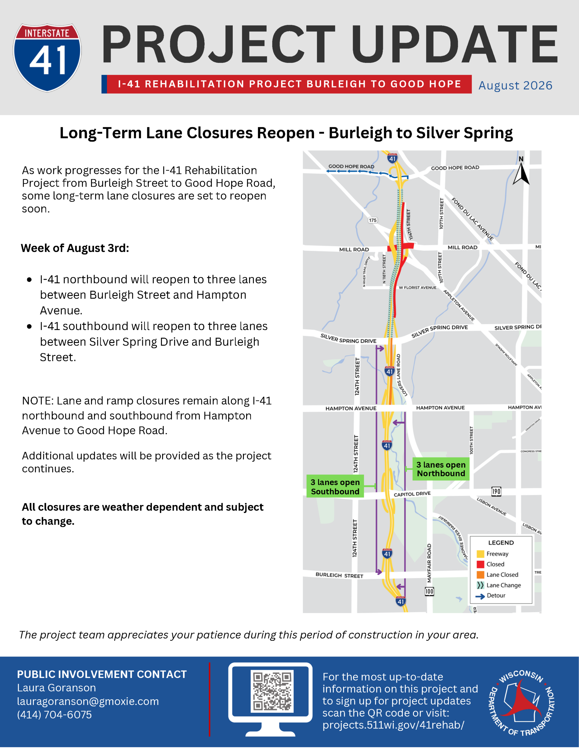 August 3: Lanes reopen