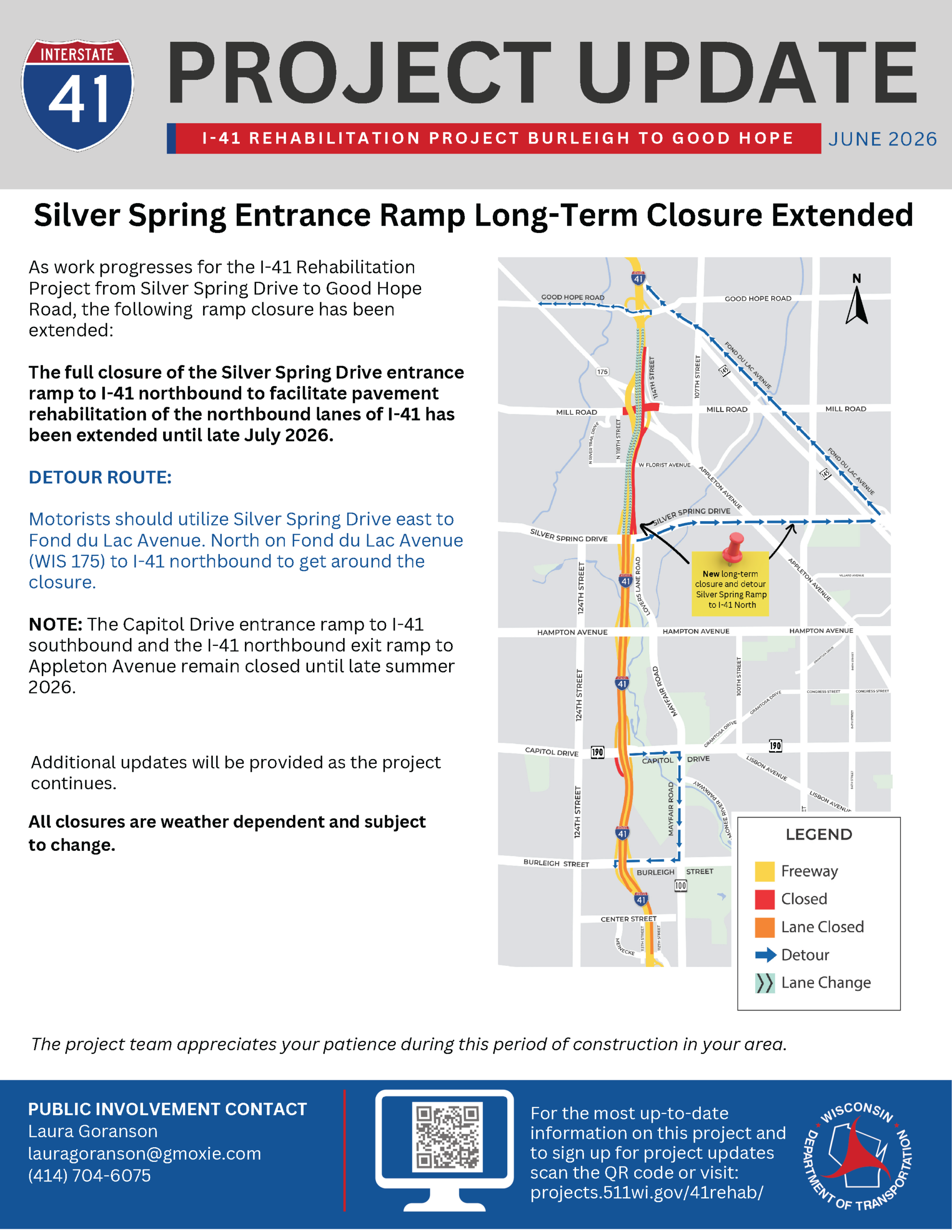June 16: Silver Spring entrance ramp closure extended