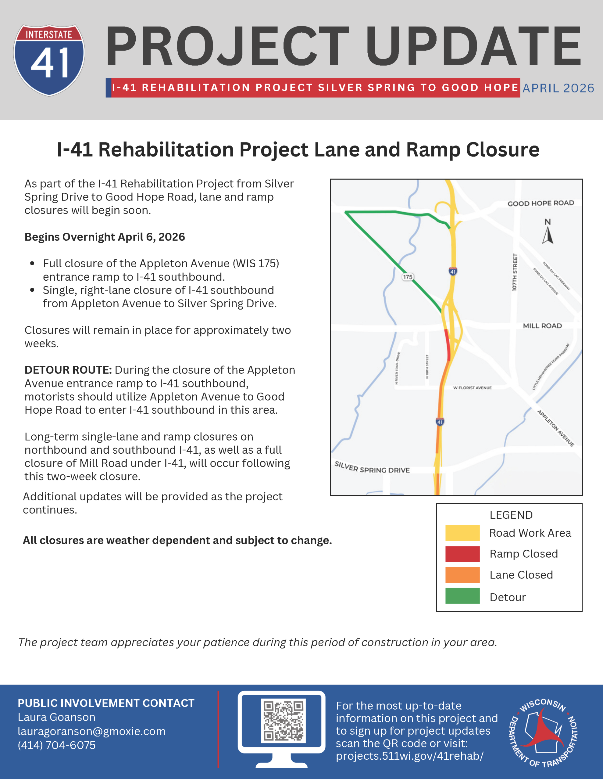 March 31: Work to resume between Silver Spring Drive and Good Hope Road