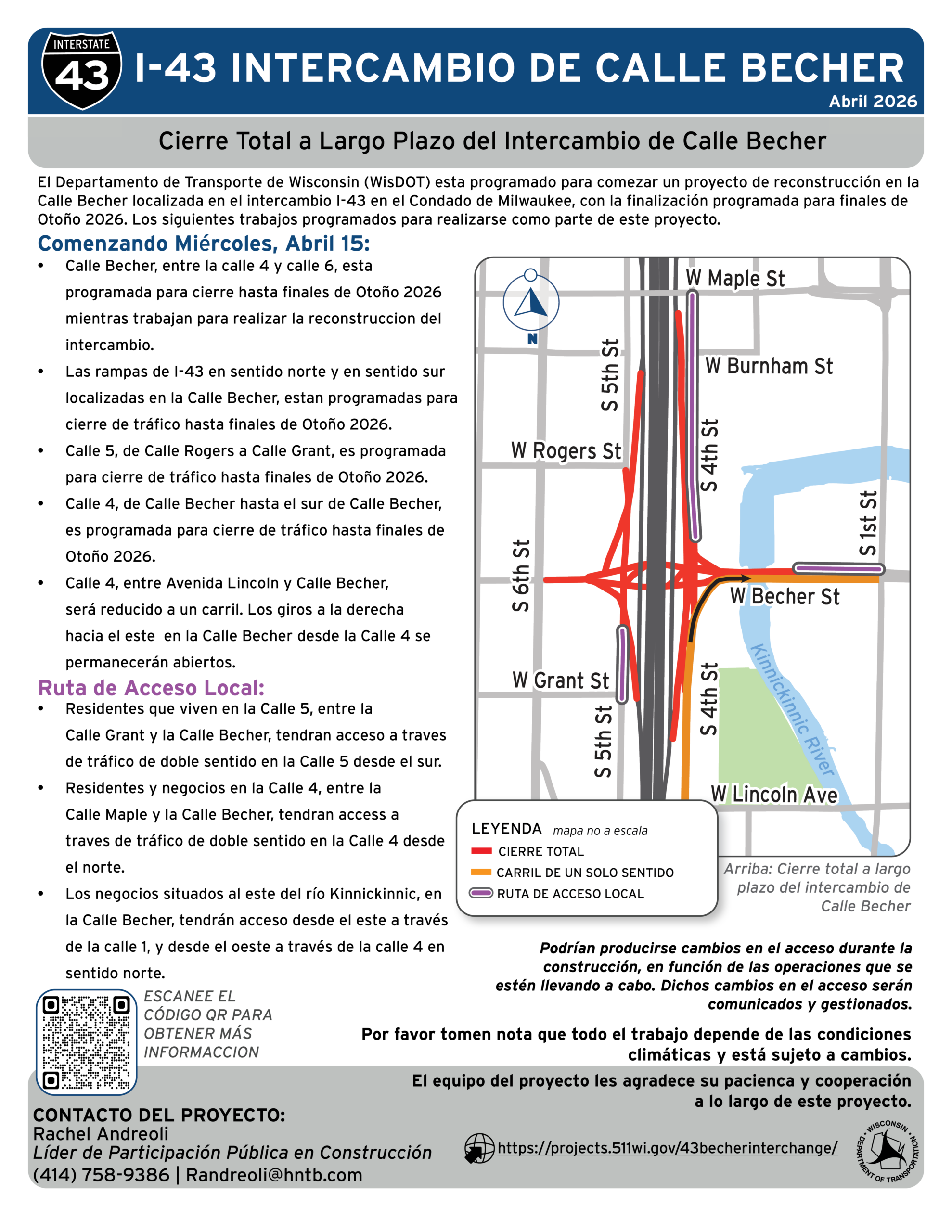 April 8: Local Access During Construction (Spanish)