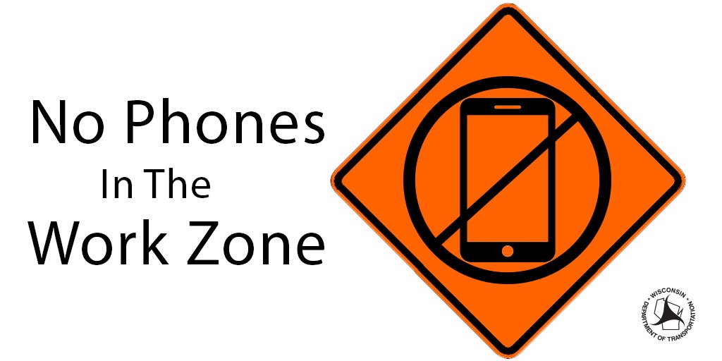 No phones in work zones generic signage