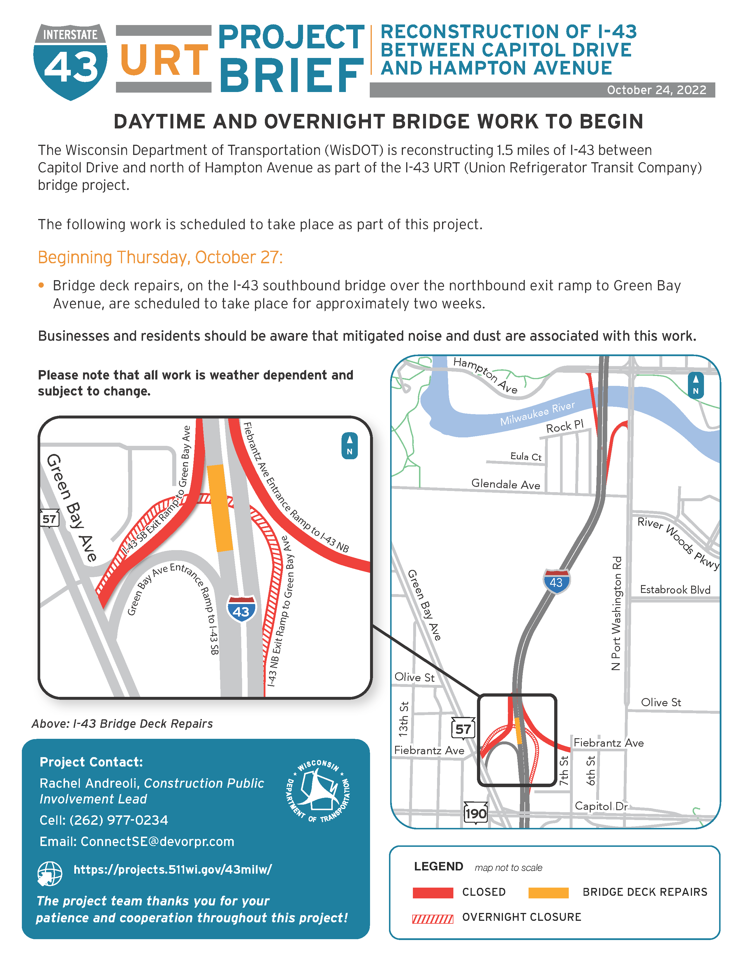 Project Updates – I-43 URT Improvements (Capitol Dr. to Hampton Ave.)