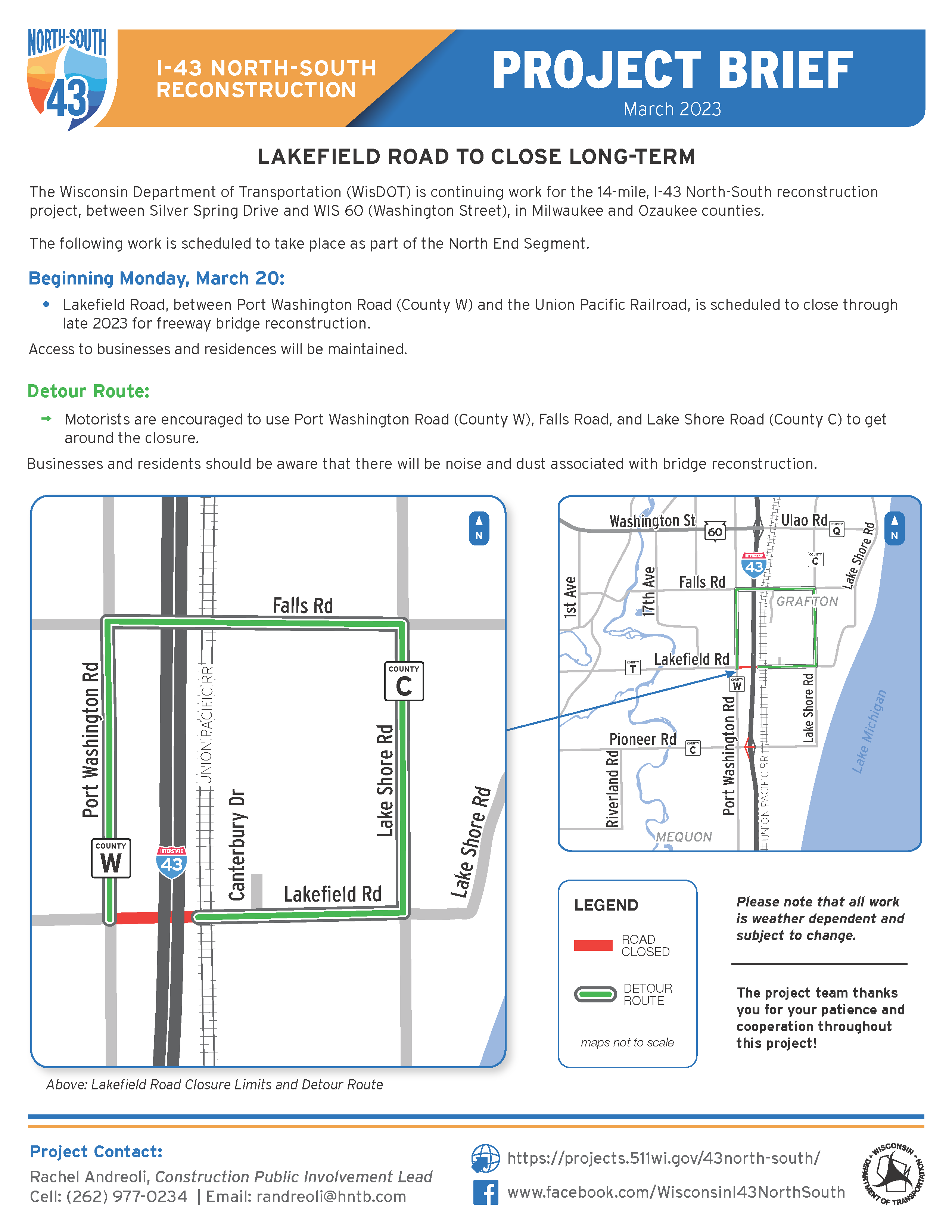March 20, Lakefield Road to Close Long-Term