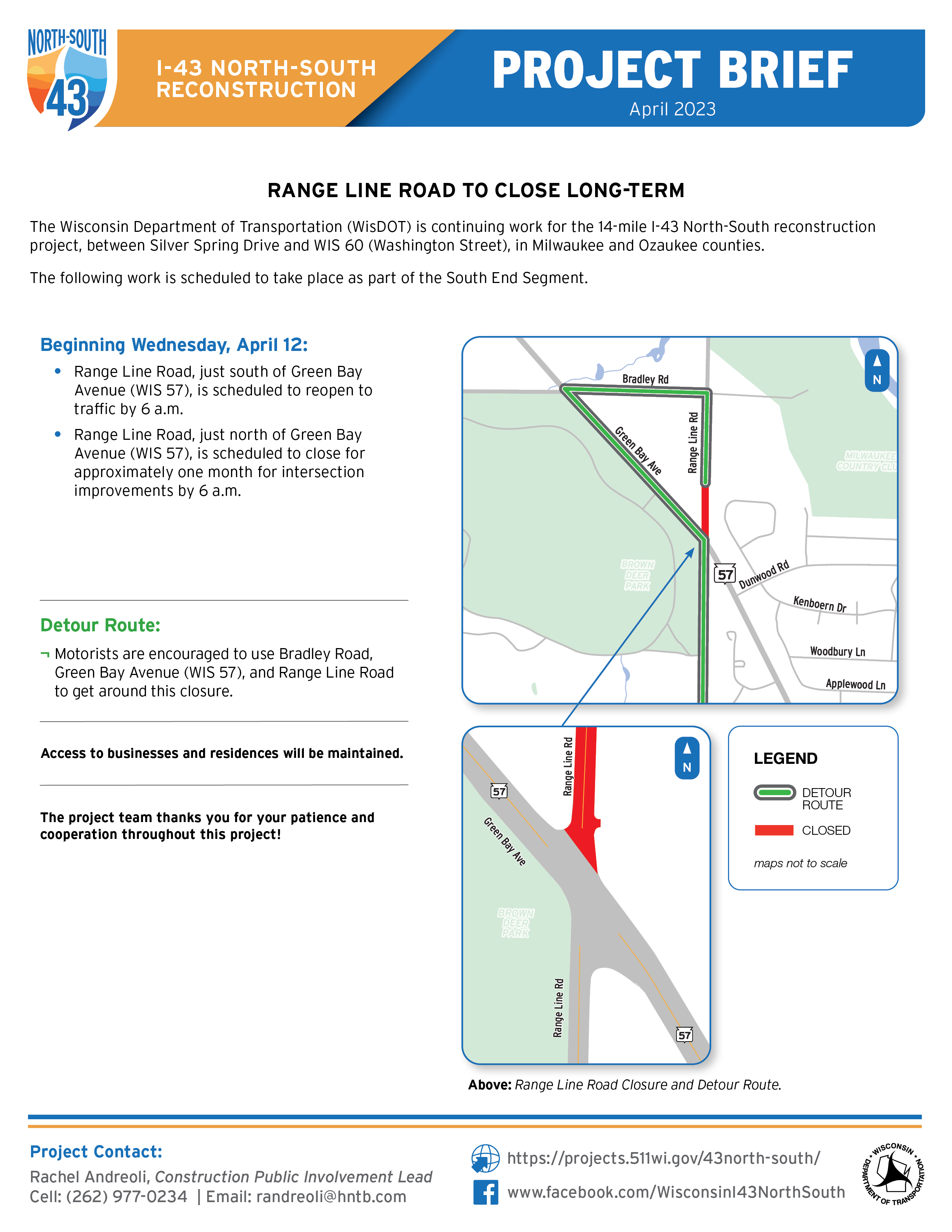 4/12 Range Line Road to Close Long-Term – I-43 NORTH-SOUTH (Glendale to ...