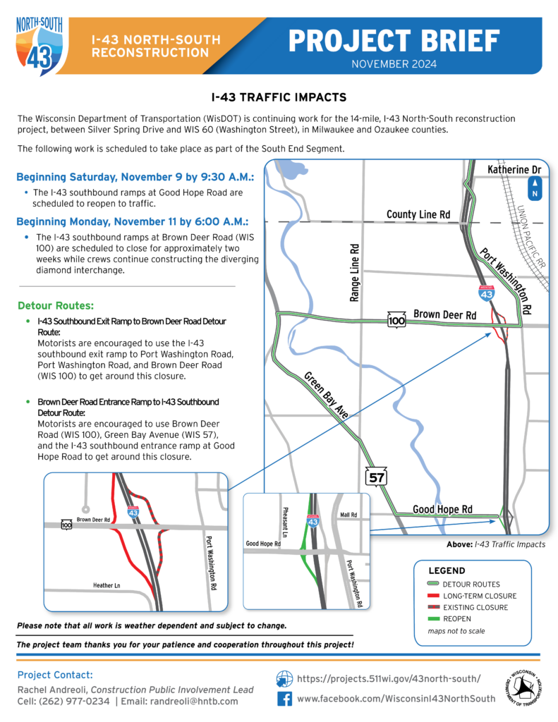 November 9, I-43 Traffic Impacts