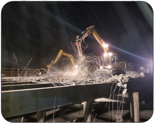 March 23_Nighttime Bridge Demolition of Port Washington Road