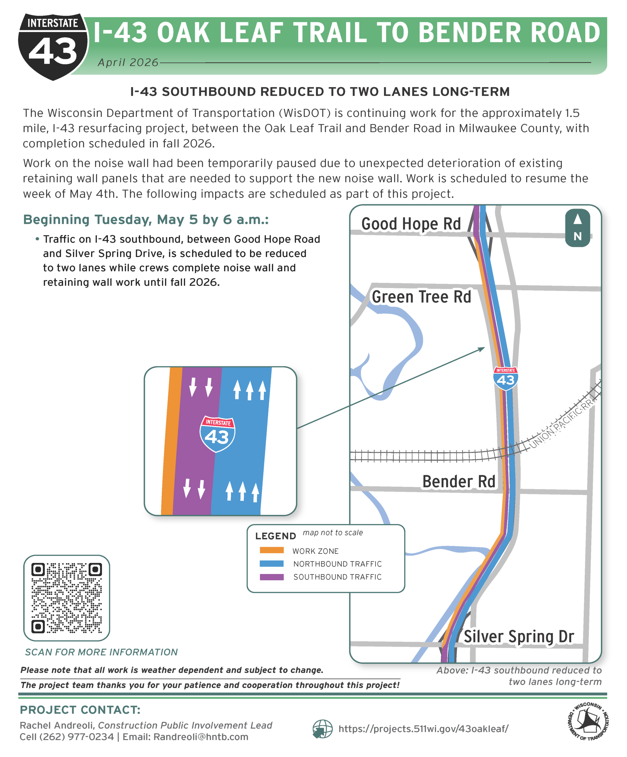 April 29: Long-term southbound lane closure