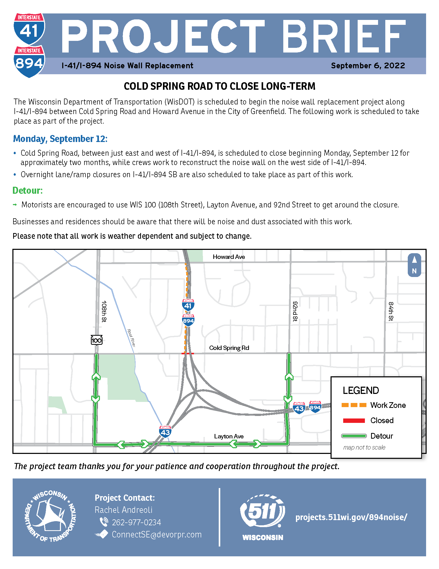 Project Updates – I-41/ I-894 Noise Wall Replacement