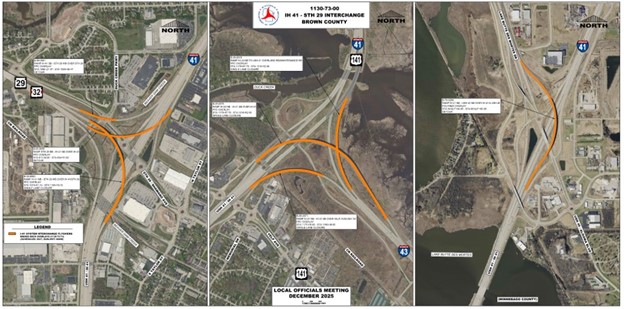 flyover ramp locations in Brown and Winnebago Counties