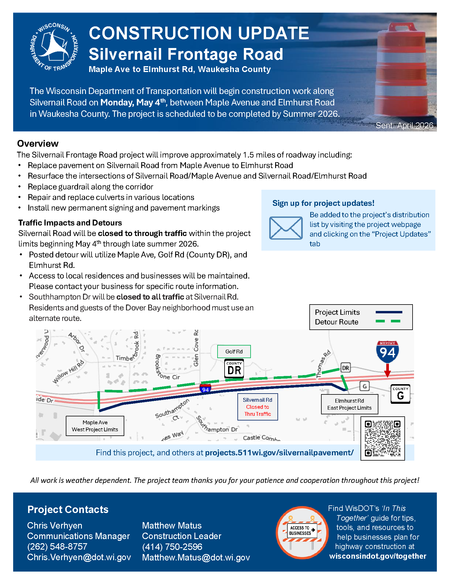 April 27: Project to Begin