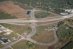 Aerial view Fern Dell County BD interchange looking west
