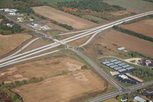 Aerial view WIS 33 interchange looking west