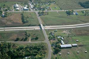 Aerial view Old WIS 33 over US 12 looking east