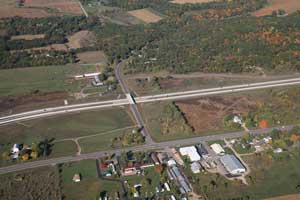 Aerial view Old WIS 33 over US 12 looking west