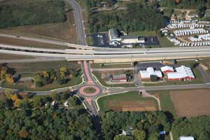 Aerial view Timothy and Moon Road roundabout