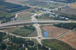 Aerial view Fern Dell/County BD interchange looking east