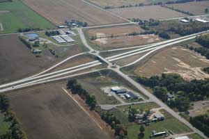 Aerial view WIS 33 interchange looking east