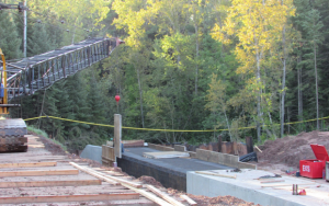 Wall forms being placed for the concrete culvert