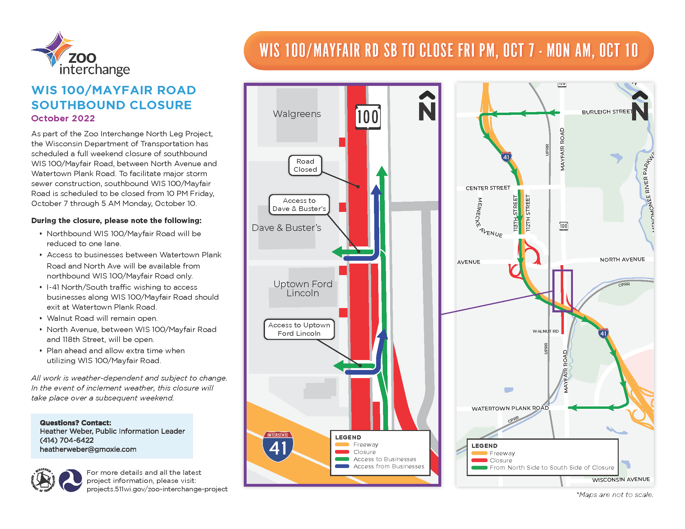 October 7 – Mayfair Rd Southbound Closure