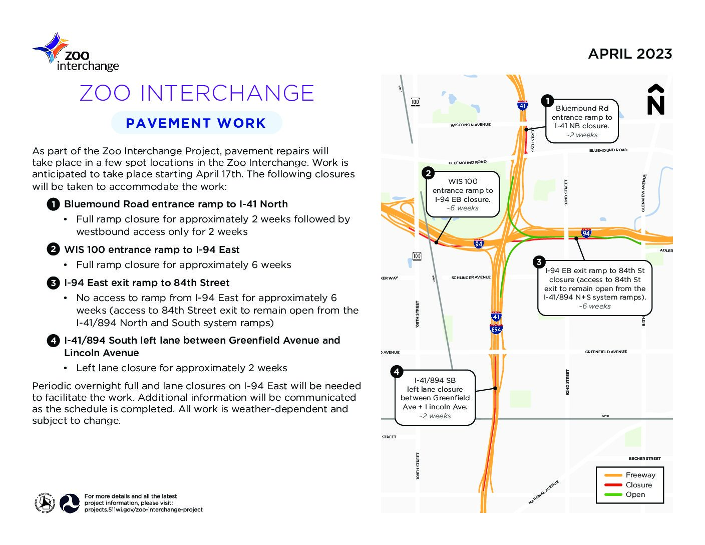 April 2023 Zoo Interchange Pavement Work